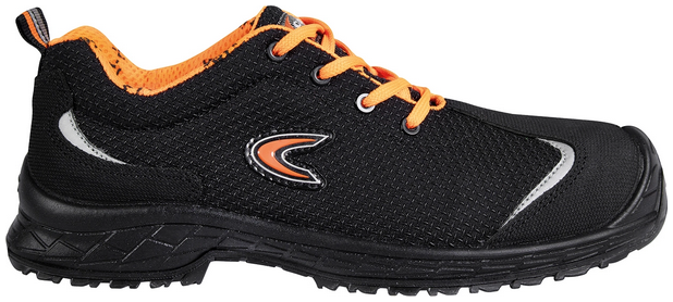 COFRA- S3S-Sicherheitshalbschuh, OVERGRIP, Nylon Leder, schwarz/oranger Stoff