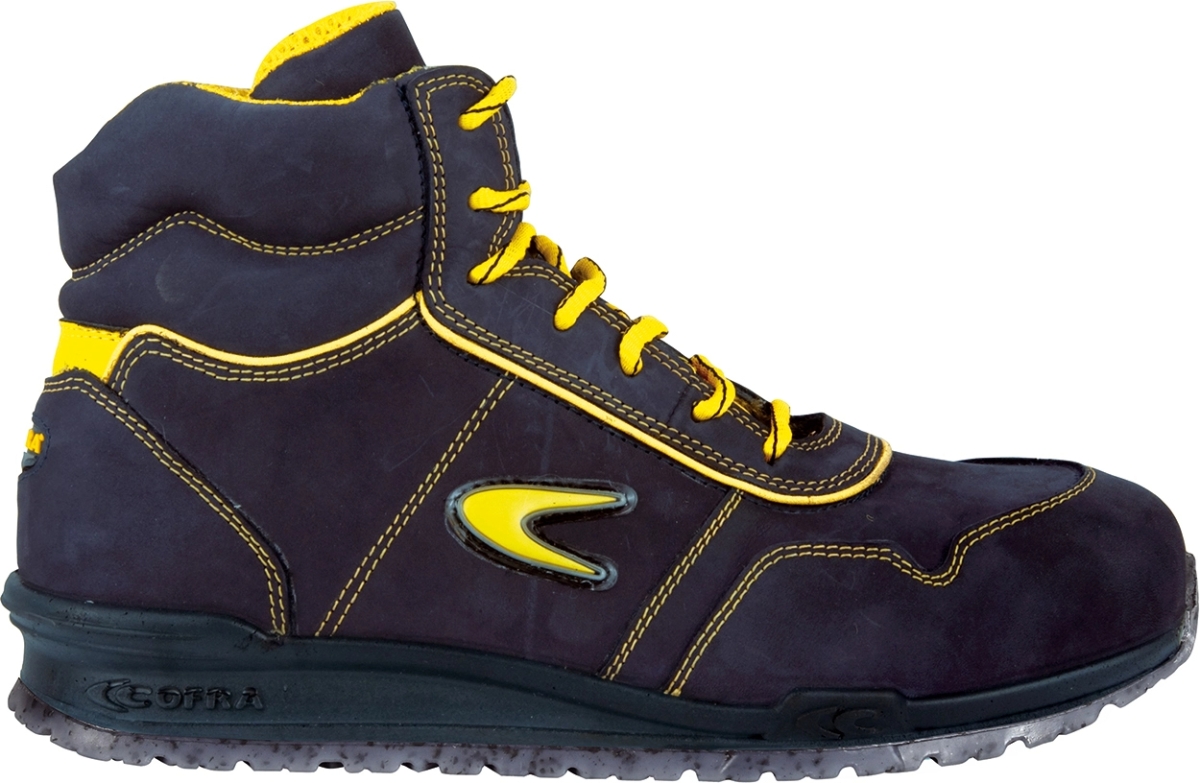 Cofra-MAIOCCO S3S CI FO SR, HOCHSCHUH BLUES NUBUKLEDER/GELBER STOFF/APT ZWISCHENSOHLE