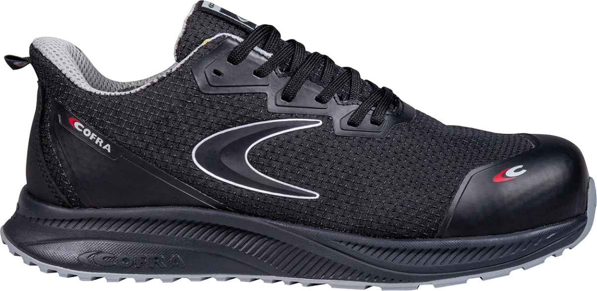 Cofra-STREAM ESD S3S HRO SC FO SR, HALBSCHUH NYLON-MICROFASER SCHWARZ/HELL GRAUER STOFF/FPT/ESD