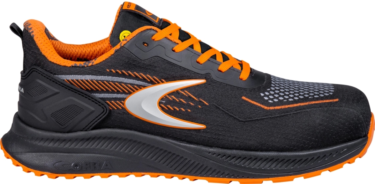 Cofra-REACTIVE ESD S3S HRO FO SR, HALBSCHUH NYLON SCHWARZ-ORANGE/ORANGER STOFF/FPT/ESD
