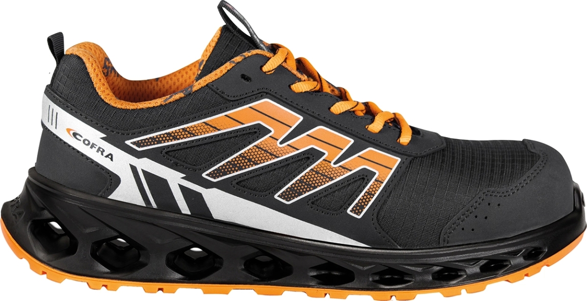 Cofra-FOOTING ESD S3S FO SR, HALBSCHUH MICROFASER-NYLON SCHWARZ/ORANGER STOFF/FPT/ESD