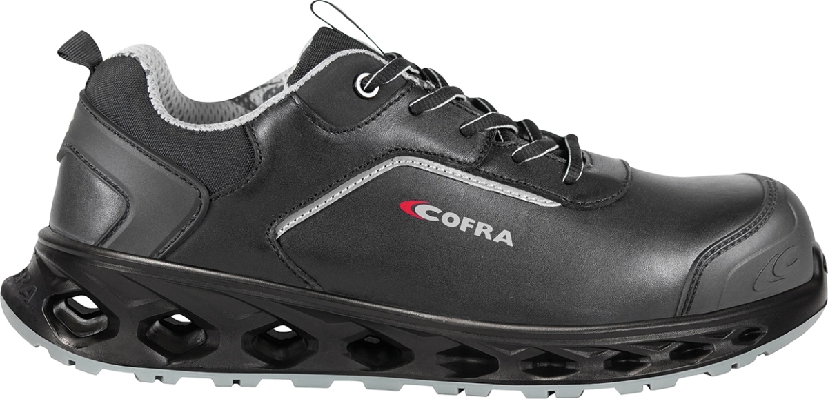 Cofra-ENDURANCE ESD S3S SC FO SR, HALBSCHUH LEDER SCHWARZ/GRAUER STOFF/FPT ZWISCHENSOHLE/ESD