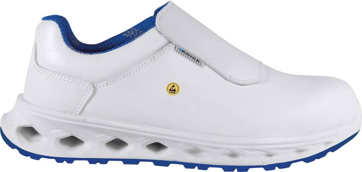 Cofra-HYGIENE ESD S3S FO SR, BERDYSCHUH MICROFASER WEISS/HELL BLAU STOFF/FPT ZWINSCH/ESD