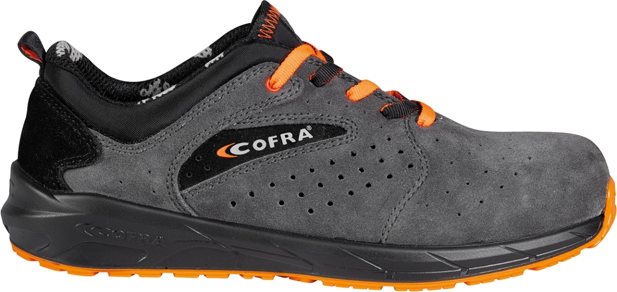 Cofra-FARTLEK S1PS FO SR, HALBSCHUH VELOURLEDER GRAU-SCHWARZ/SCHWARZER STOFF/APT