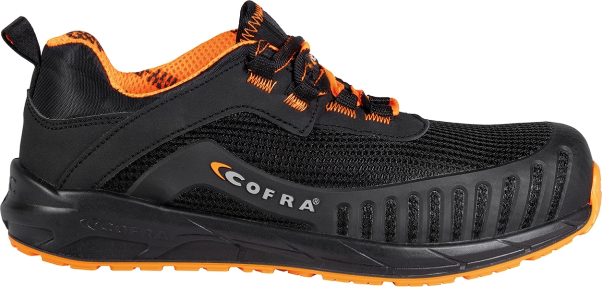 Cofra-GLOBET S1PS SC FO SR, HALBSCHUH NYLON-MICROFASER SCHWARZ/ORANGER STOFF/APT ZWISCH.