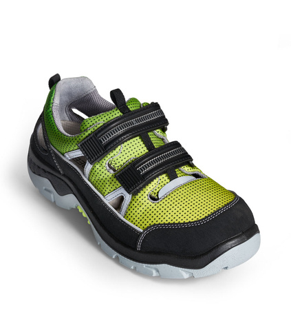 ABEBA-Footwear, Anatom-S1P-Damen- u. Herren-Arbeits-Berufs-Sicherheits-Schuhe, Klettschuhe, elb/grün