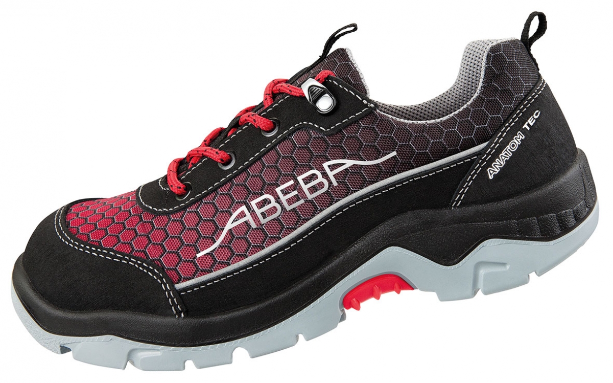 ABEBA-Footwear, Anatom-S3-Damen- u. Herren-Arbeits-Berufs-Sicherheits-Schuhe, Halbschuhe, ESD, schwarz/rot