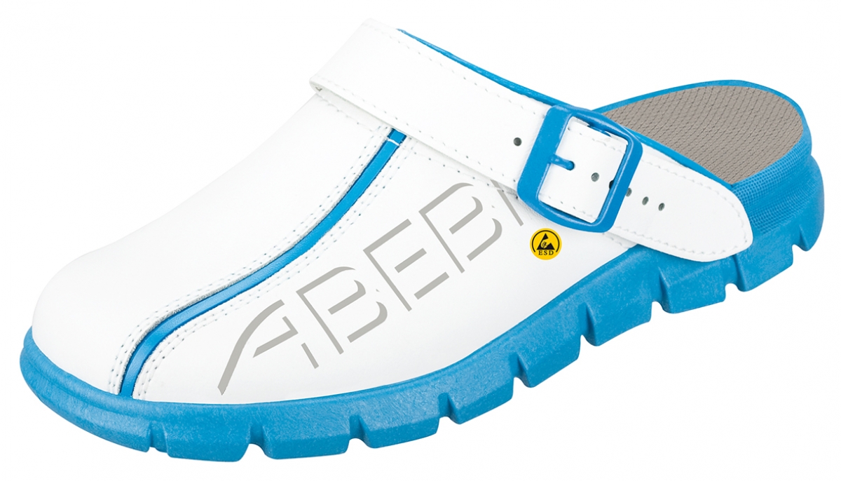 ABEBA-Footwear, Damen-und Herren-Arbeits-Berufs-Sicherheits-Clogs, Dynamic ESD gerecht 37312 wei/blau