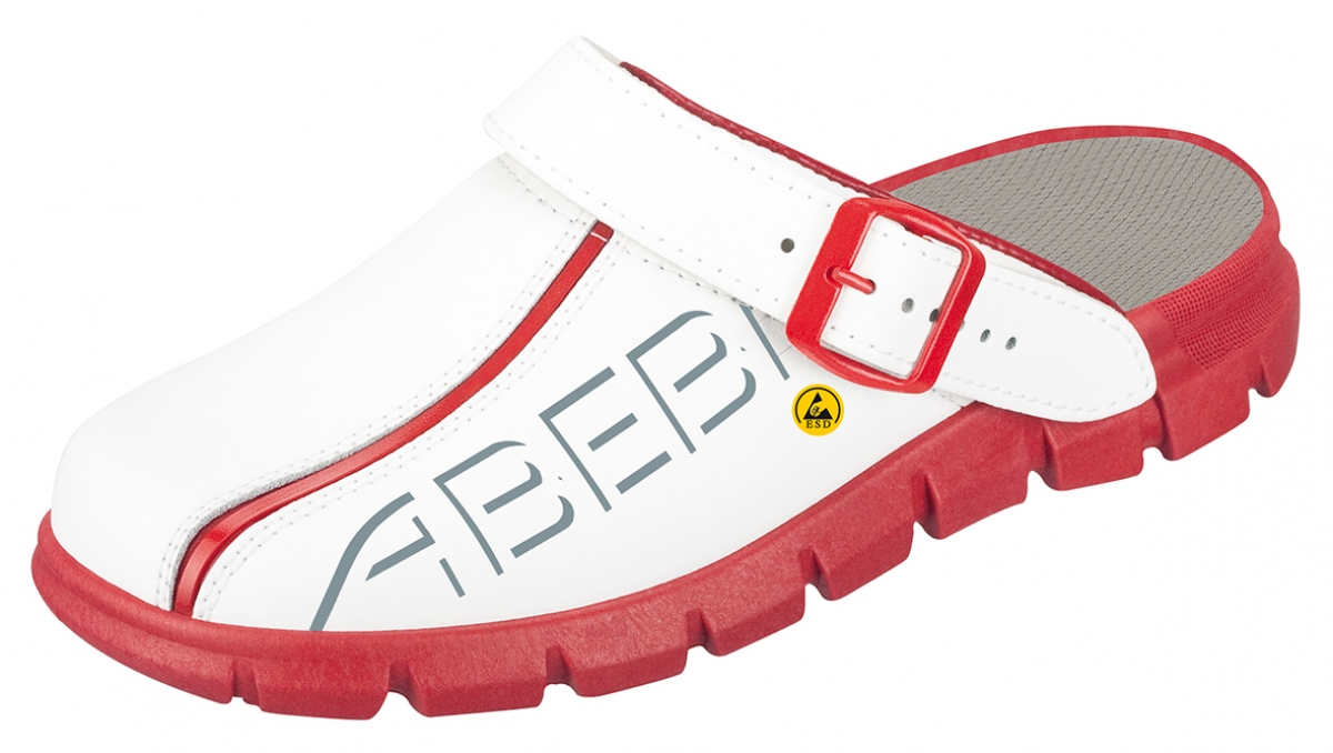 ABEBA-Footwear, Damen-und Herren-Arbeits-Berufs-Sicherheits-Clogs, Dynamic ESD gerecht 37313 wei/rot