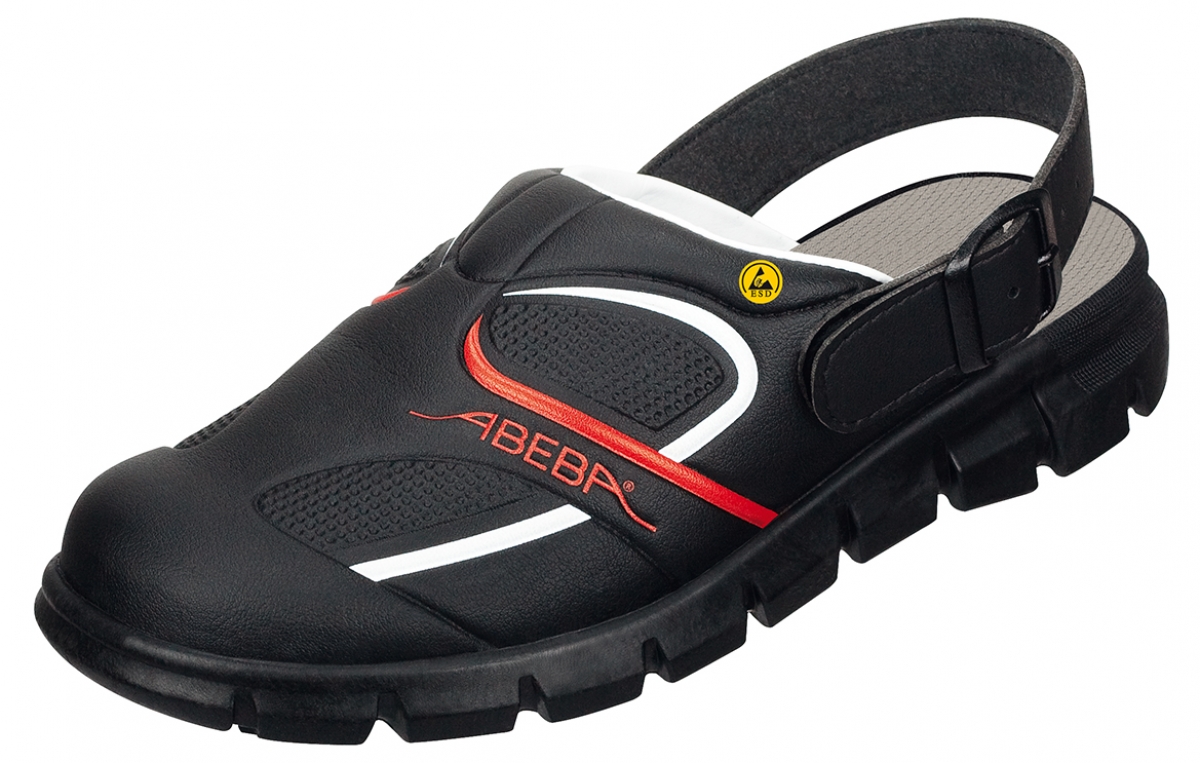 ABEBA-Footwear, Damen-und Herren-Arbeits-Berufs-Sicherheits-Clogs, Dynamic ESD gerecht 37332 schwarz/rot