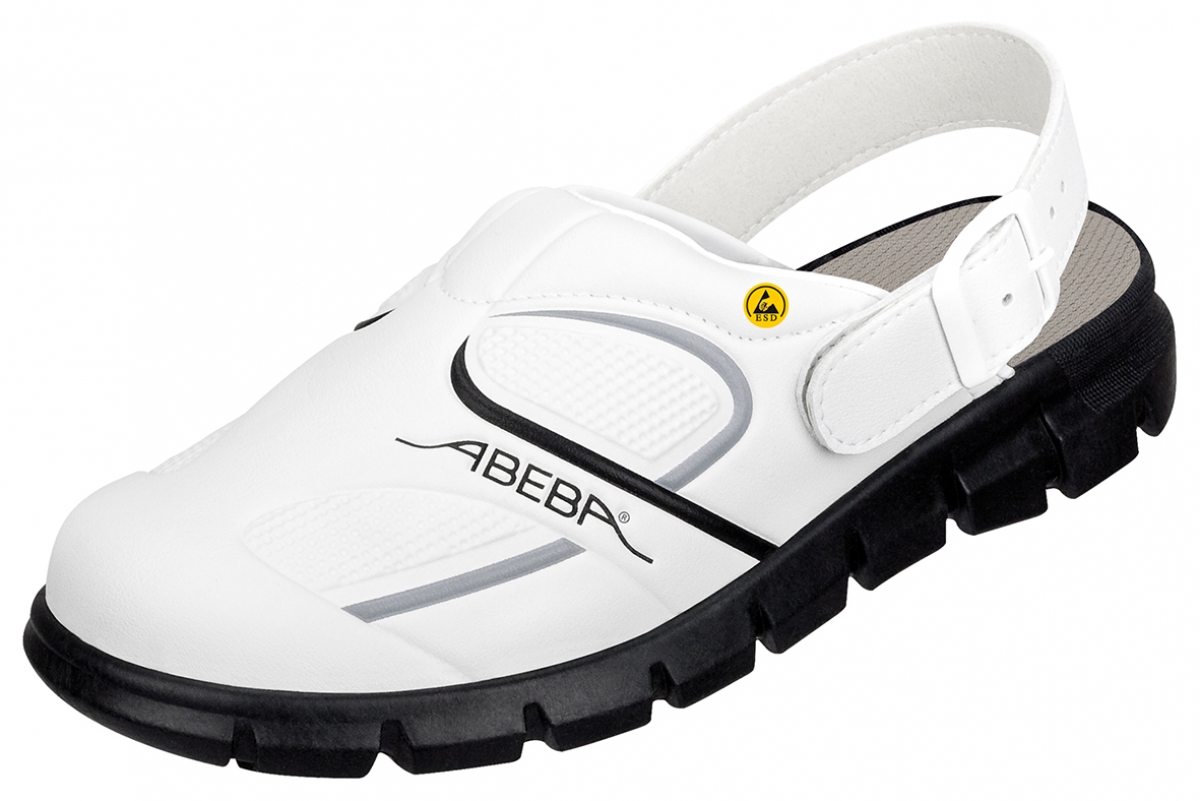 ABEBA-Footwear, Damen-und Herren-Arbeits-Berufs-Sicherheits-Clogs, Dynamic ESD gerecht 37335 wei/schwarz