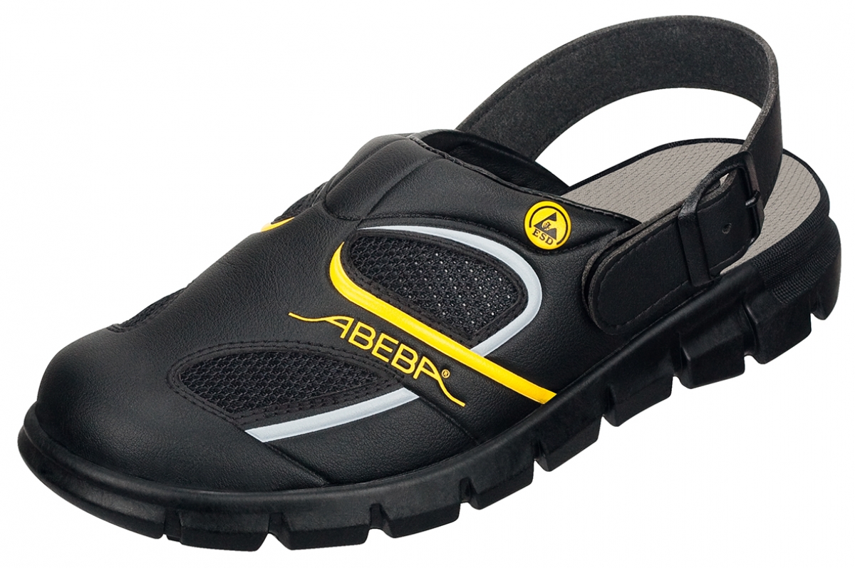 ABEBA-Footwear, Damen-und Herren-Arbeits-Berufs-Sicherheits-Clogs, Dynamic ESD gerecht 37343 schwarz/gelb