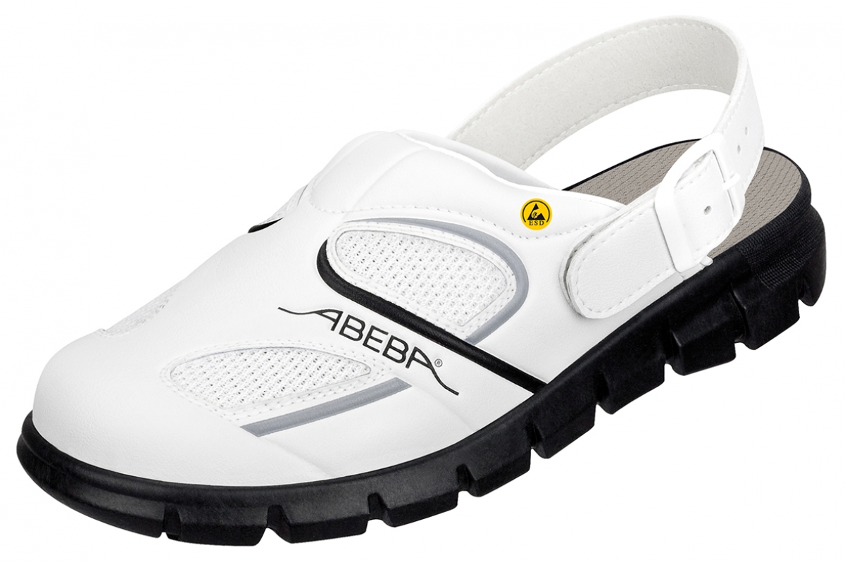 ABEBA-Footwear, Damen-und Herren-Arbeits-Berufs-Sicherheits-Clogs, Dynamic ESD gerecht 37345 wei/schwarz