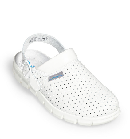 ABEBA-Footwear, Dynamic-OB-Damen-und Herren-Arbeits-Berufs-Slipper, Glattleder perforiert, weiß