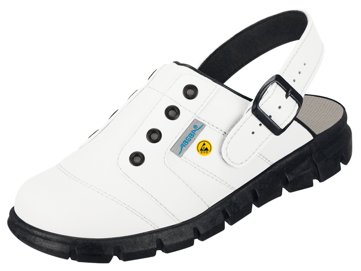 ABEBA-Footwear, Dynamic-OB-A-micro-Damen-und Herren-Arbeits-Berufs-Sicherheits-Clogs, ESD, wei/schwarz
