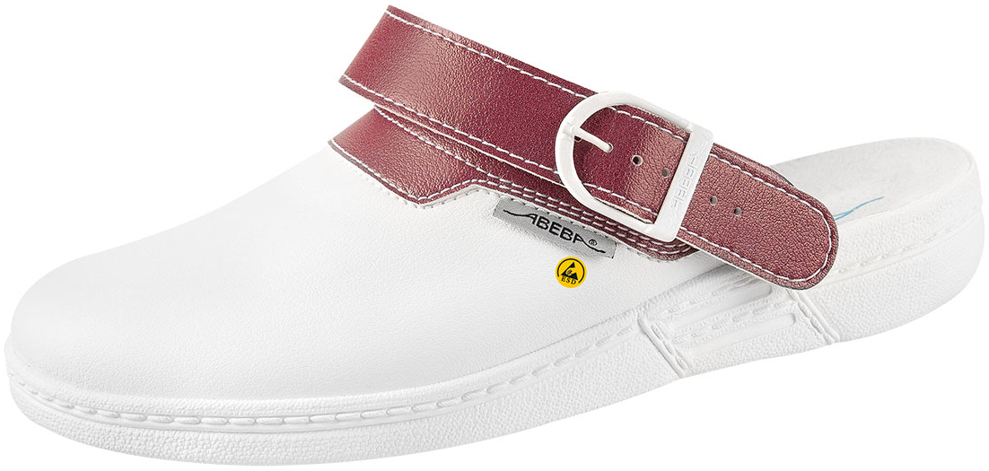 ABEBA-Footwear, THE ORIGINAL-OB-Damen-und Herren-Arbeits-Berufs-Sicherheits-Clogs, ESD, weiß/beere