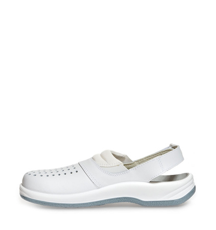 ABEBA-Footwear, Damen-und Herren-Arbeits-Berufs-Sicherheits-Clogs, Arrow mit Klett-Schnellverschluss 38600 weiß