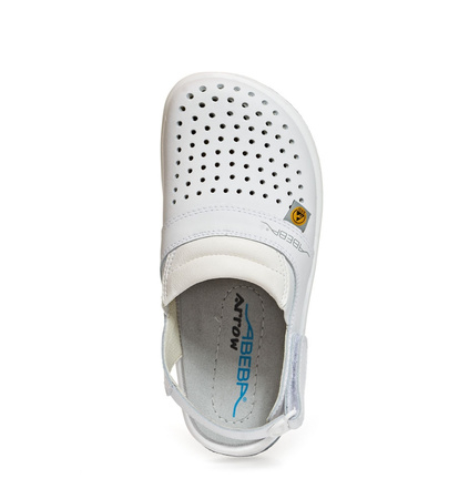 ABEBA-Footwear, Damen-und Herren-Arbeits-Berufs-Sicherheits-Clogs, Arrow mit Klett-Schnellverschluss 38600 weiß