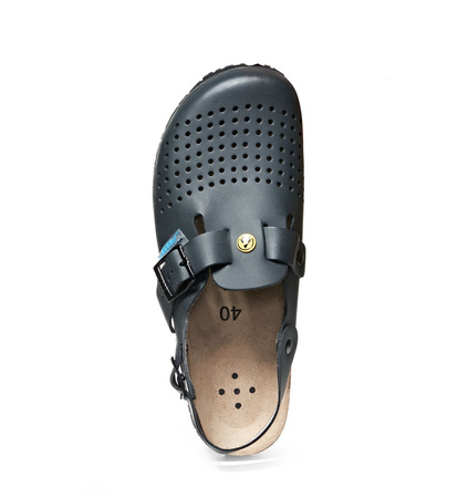ABEBA-Footwear, Damen-und Herren-Arbeits-Berufs-Sicherheits-Clogs, Nature mit Korkfußbett 4045 marine