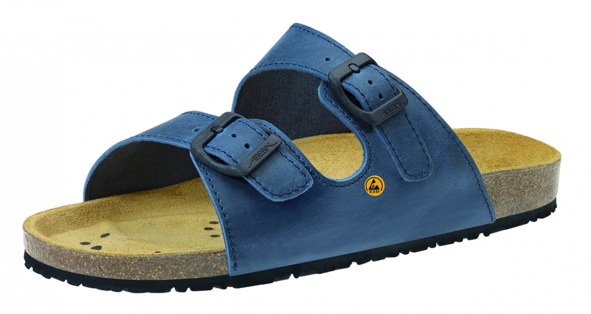 ABEBA-Footwear, Damen-und Herren-Arbeits-Berufs-Sicherheits-Pantoletten, Nature mit Korkfubett 4086 blau