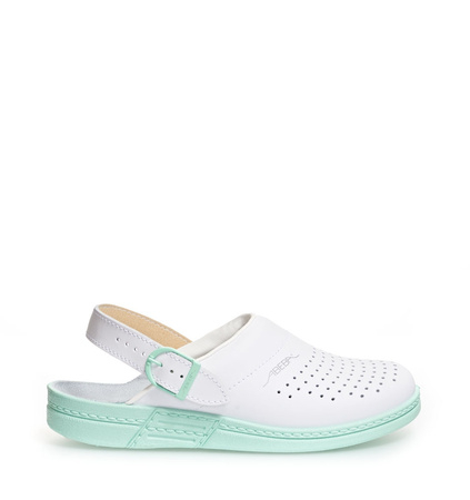 ABEBA-Footwear, OB-Damen-Arbeits-Berufs-Sicherheits-Clogs, mint / weiß