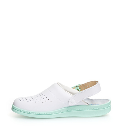 ABEBA-Footwear, OB-Damen-Arbeits-Berufs-Sicherheits-Clogs, mint / weiß