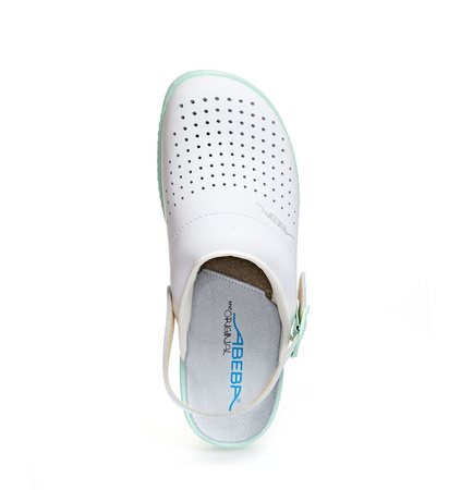 ABEBA-Footwear, OB-Damen-Arbeits-Berufs-Sicherheits-Clogs, mint / weiß