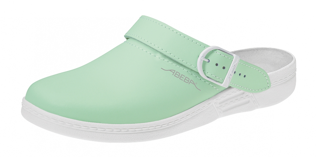 ABEBA-Footwear, Damen-Arbeits-Berufs-Sicherheits-Clogs, Original 7091 mint/wei
