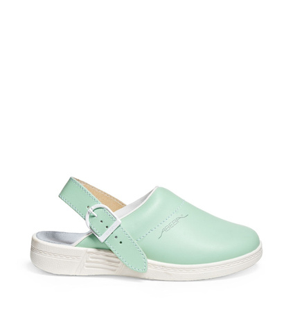 ABEBA-Footwear, Damen-Arbeits-Berufs-Sicherheits-Clogs, Original 7091 mint/weiß