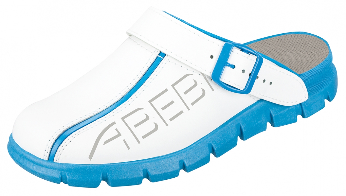 ABEBA-Footwear, Damen- und Herren-Arbeits-Berufs-Sicherheits-Slipper, Dynmic 7312 wei/blau