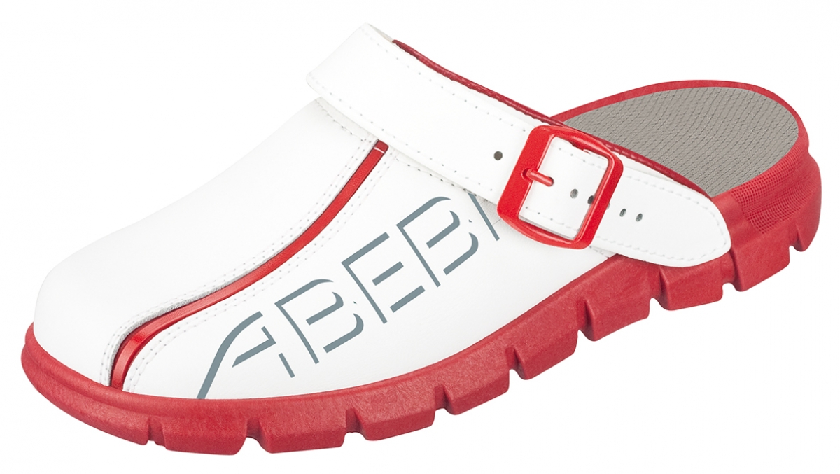 ABEBA-Footwear, Damen- und Herren-Arbeits-Berufs-Sicherheits-Slipper, Dynmic 7313 wei/rot