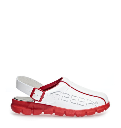 ABEBA-Footwear, Damen- und Herren-Arbeits-Berufs-Sicherheits-Slipper, Dynmic 7313 wei/rot