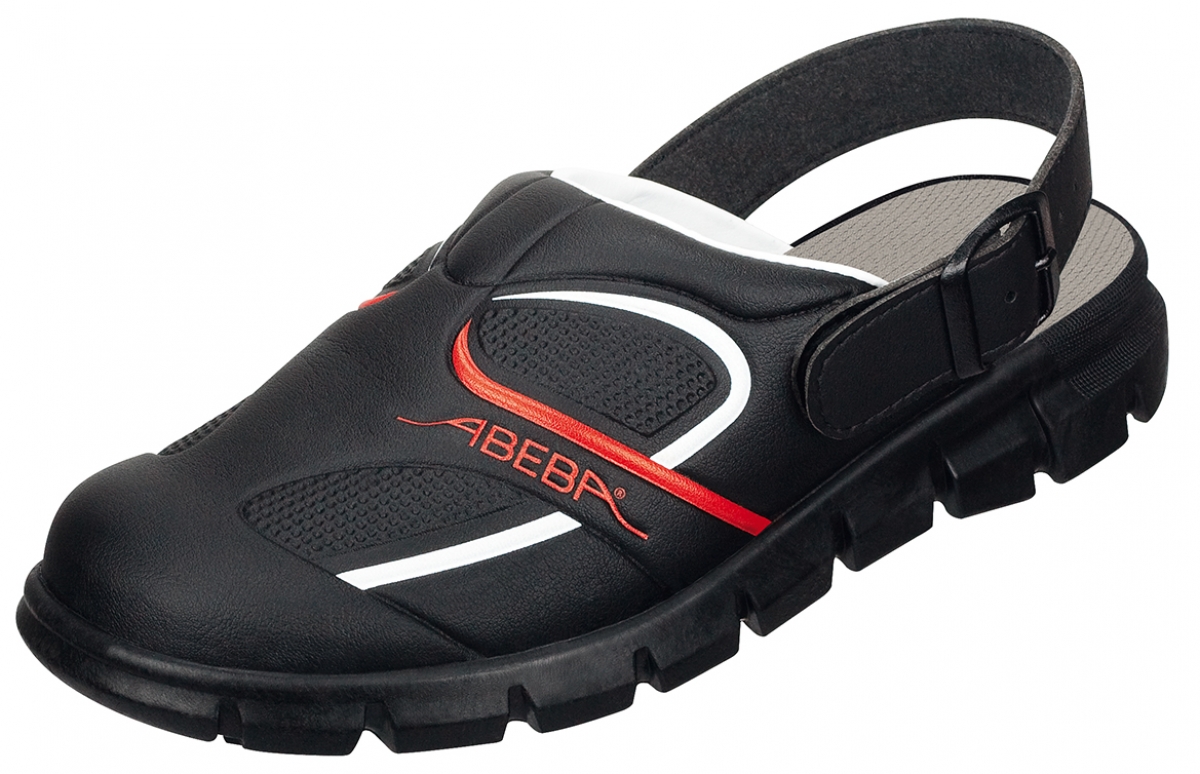 ABEBA-Footwear, Damen- und Herren-Arbeits-Berufs-Sicherheits-Slipper, Dynmic 7332 schwarz/rot