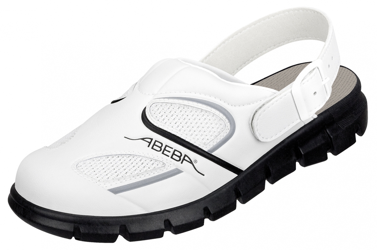 ABEBA-Footwear, Damen- und Herren-Arbeits-Berufs-Sicherheits-Slipper, Dynmic 7345 wei/schwarz