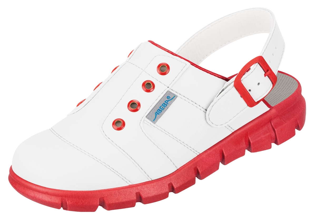 ABEBA-Footwear, Dynamic-OB-A-micro-Damen- und Herren-Arbeits-Berufs-Sicherheits-Clogs, wei/rot