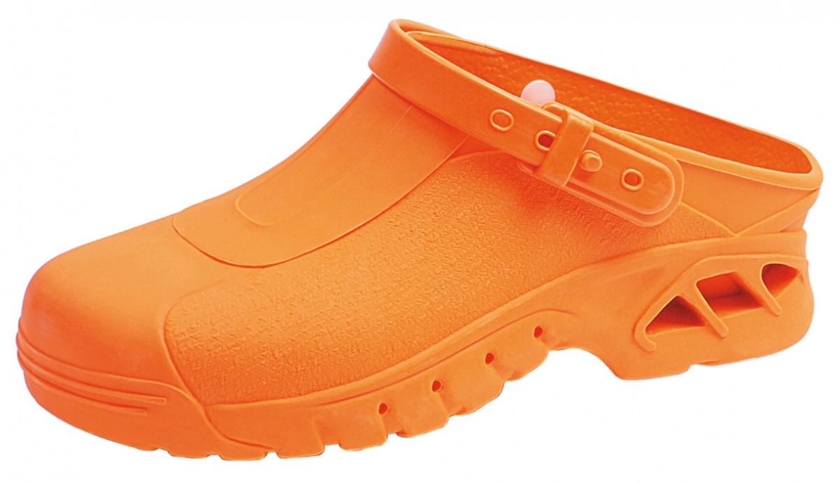 ABEBA-Footwear, Autoklavierbare Clogs, Damen- u. Herren-Arbeits-Berufs-Sicherheits-Clogs, Fersenriemen 9630, orange