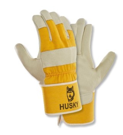 BIG-Schweinsvollleder-Arbeitshandschuhe, Husky, gelb, gelber Drell