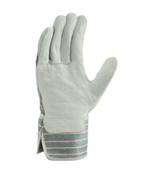 BIG-TEXXOR-Rindvollleder-Arbeitshandschuhe, Montblanc I, natur, blau/gelb gestreifter Drell