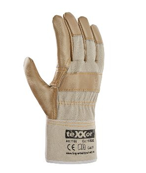 BIG-Möbelleder-Arbeitshandschuhe, Super, helles Leder, weißer Drell