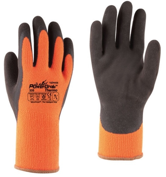 BIG-TOWA-Acryl-Baumwoll-Winterhandschuhe, Power Grab Thermo, orange/braun