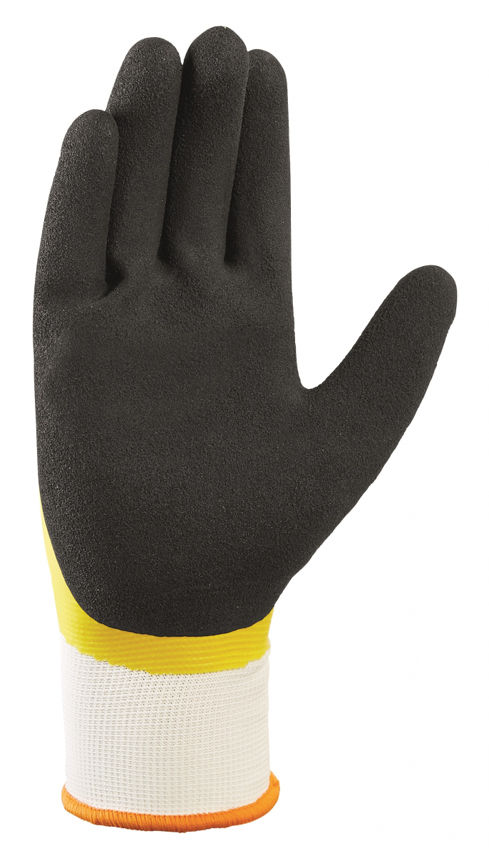 BIG-TEXXOR-Polyester-Strickhandschuhe, Latex, wei/gelb/schwarz