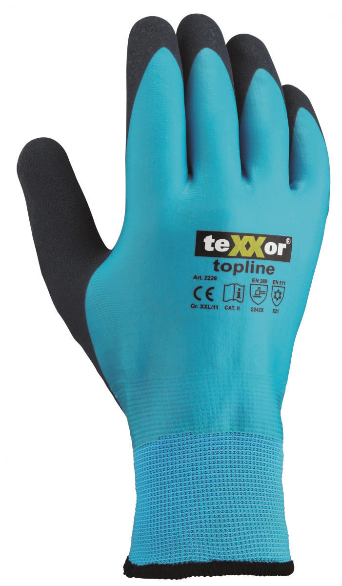 BIG-TEXXOR-Nylon-Strick-Winterhandschuhe, Latex, blau/dunkelblau