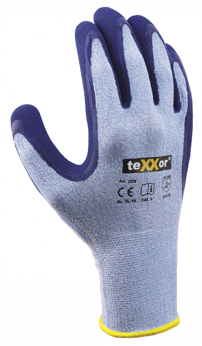 BIG-TEXXOR-Polyester-Strickhandschuhe, Latex, hellblau meliert/mittelblau