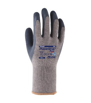 BIG-TOWA-Baumwoll-/Polyester-Strickhandschuhe, PowerGrab Plus, grau/blau