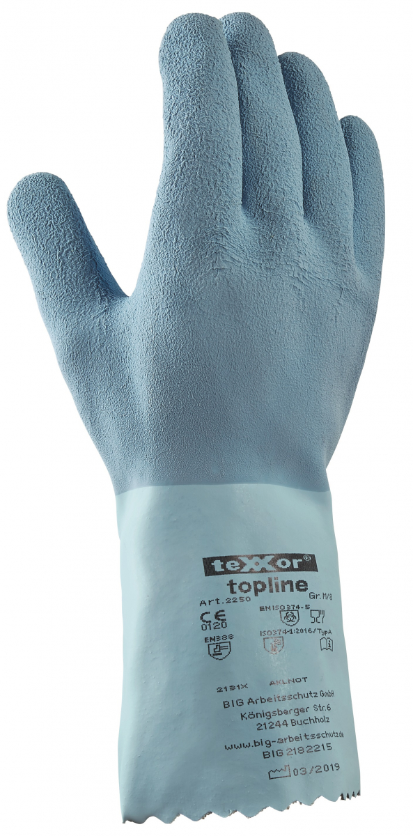 BIG-TEXXOR-Chemikalienschutzhandschuhe, Naturlatex, hellblau