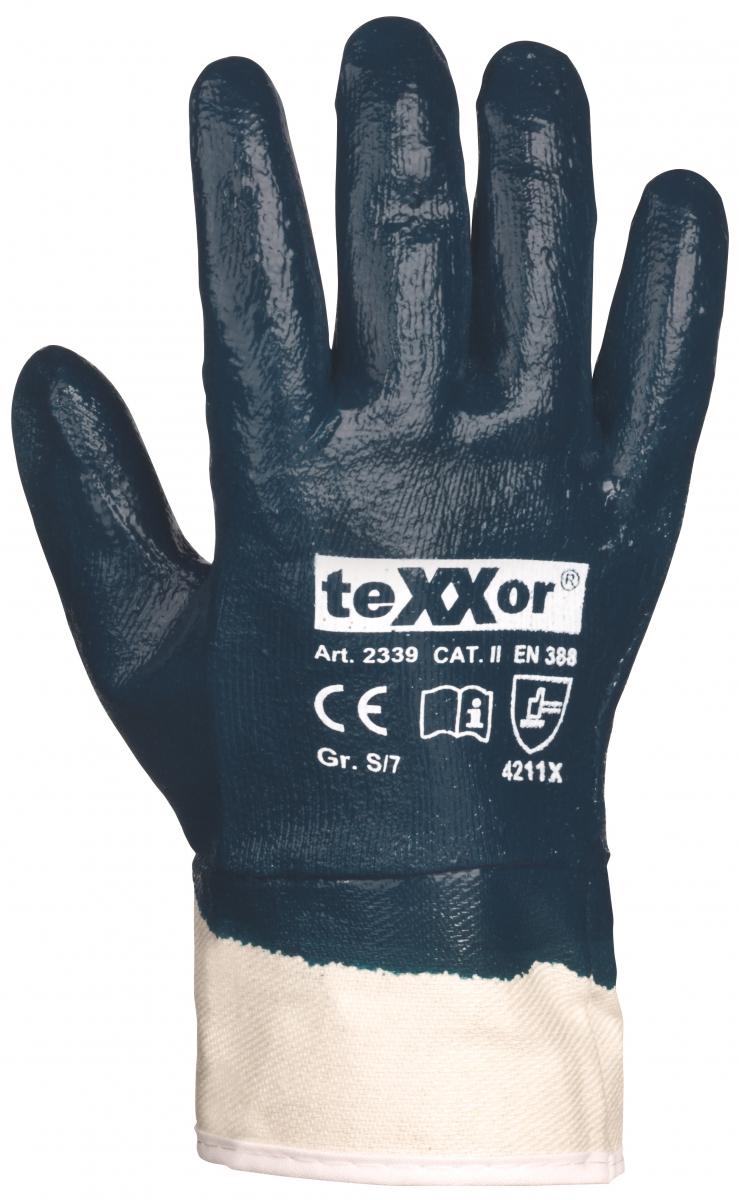 BIG-TEXXOR-Nitril-Handschuhe, beige/blau