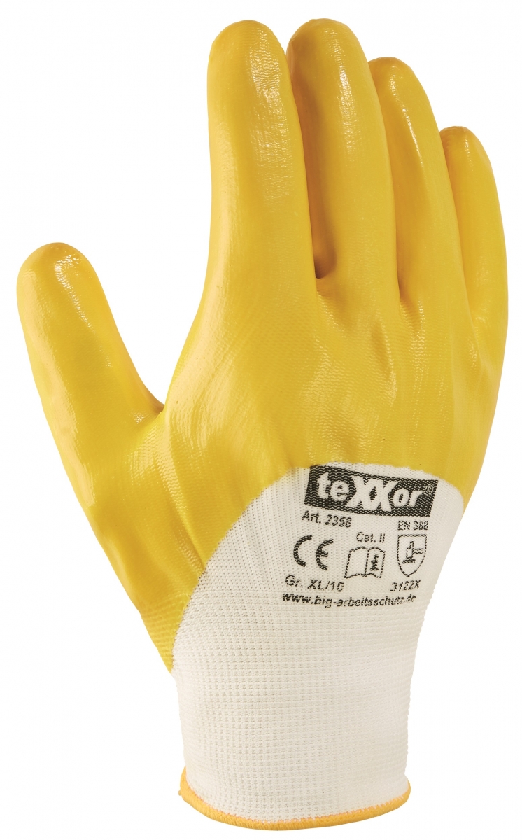 BIG-TEXXOR-Polyester-Strickhandschuhe, Nitril beschichtet, gelb