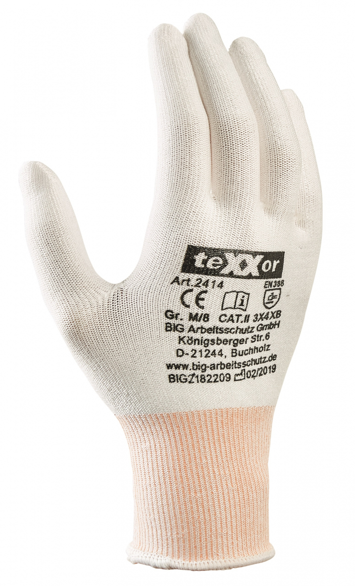 BIG-TEXXOR-Schnittschutz-Strickhandschuhe, weiß
