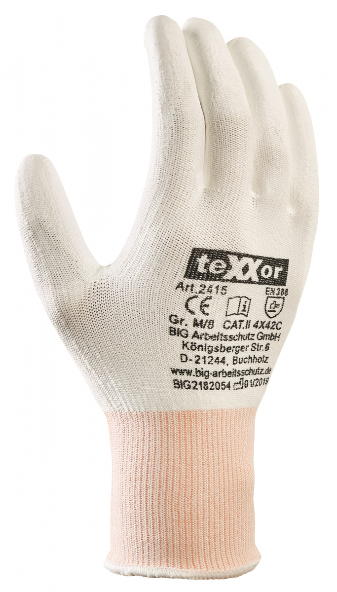 BIG-TEXXOR-Schnittschutz-Strickhandschuhe, weiß