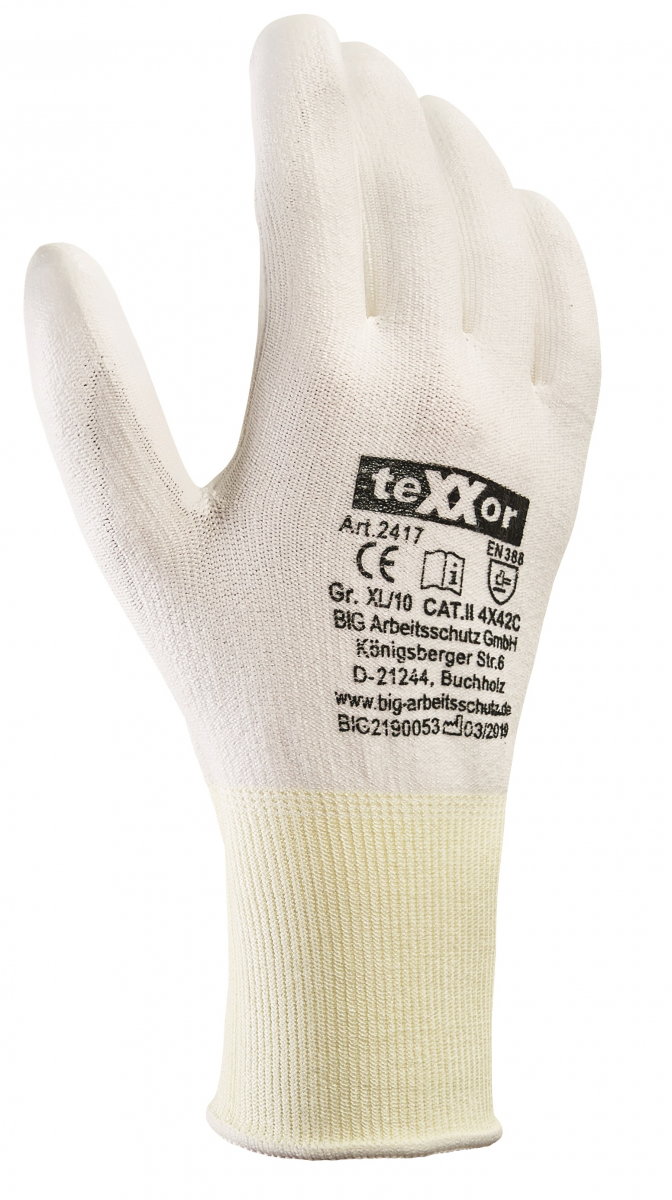 BIG-TEXXOR-Schnittschutz-Strickhandschuhe, weiß
